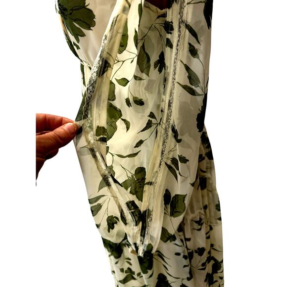 LULUS,Maxi, Sheer, Tiered Layers Prairie Dress,Split Sleeve, Size S, Flowing, - Picture 4 of 15